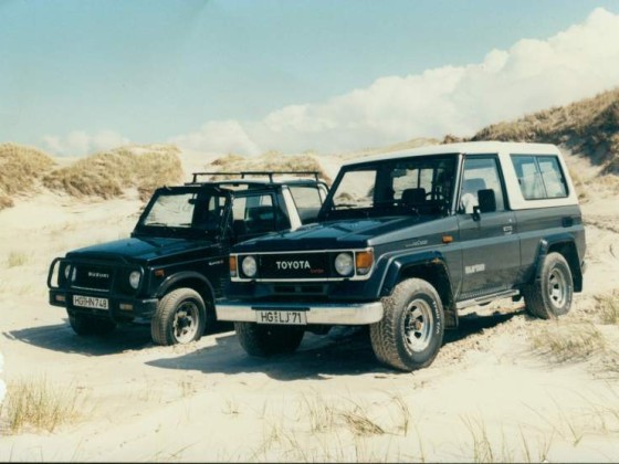 Suzuki LJ 413, BJ 1985, 64 PS, 1995 bis 1997.
Toyota LJ 73, BJ 1989, 86 PS, 2,5 l Diesel, 1994  bis 1999