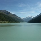 Der Gepatschspeichersee im Kaunertal. Blick von der Staumauer aus.