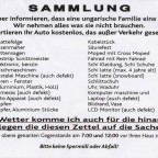 So, auch 2012 findet hier wieder die "Sammlung" statt. Neu in diesem Jahr ist, dass auch das Auto nun "kostenlos transportiert wird" - und das sogar bei "regnerischem Wetter". Bin auf morgen gespannt, hoffentlich steht mein Dicker nach 12 Uhr noch in der