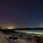 Nachtstimmung am Fluss Oka im Winter