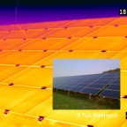 Thermografische Untersuchung einer größeren PV-Anlage mit knapp 500 kW Spitzenleistung Ende März 2012. Hier wurden Dünnschichtzellen-Solarmodule verwendet, die zwar im Wirkungsgrad etwas schlechter sind als kristalline Module, jedoch wiederum Vorteile bei